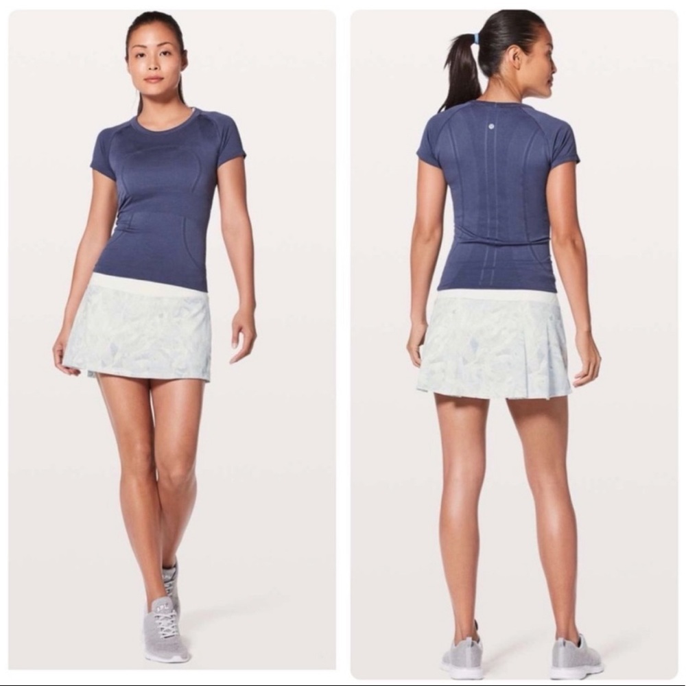 Lululemon Pace Rival Skirt White Grey Pattern